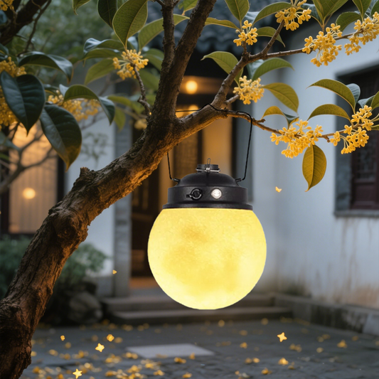 Art Deco Außenpendelleuchte LED Mond Gelb Metall/Harz Solar Garten