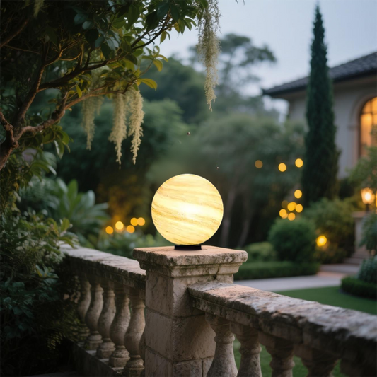 Art Deco Außensockelleuchte LED Planet Metall Solar Hof