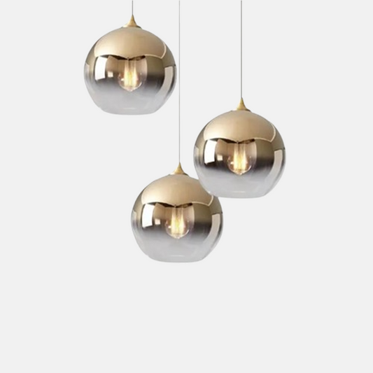 Moderne Pendelleuchte LED Glaskugel Silber Ess/Schlafzimmer