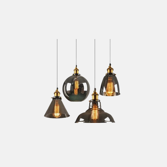 Industrielle LED-Pendelleuchte aus Glas – 4 Designs, 3 Farben