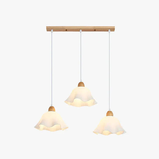 Moderne Pendelleuchte LED Weiß Blume Holz Weiß Wohn/Schlaf/Esszimmer