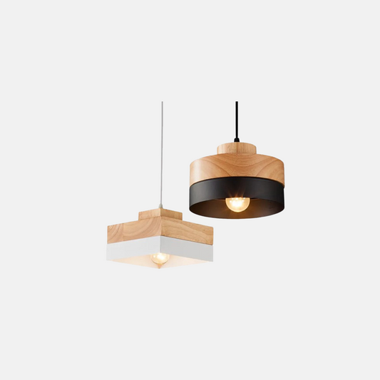 Modern Pendelleuchte LED Holz/Metall Schwarz/Weiß