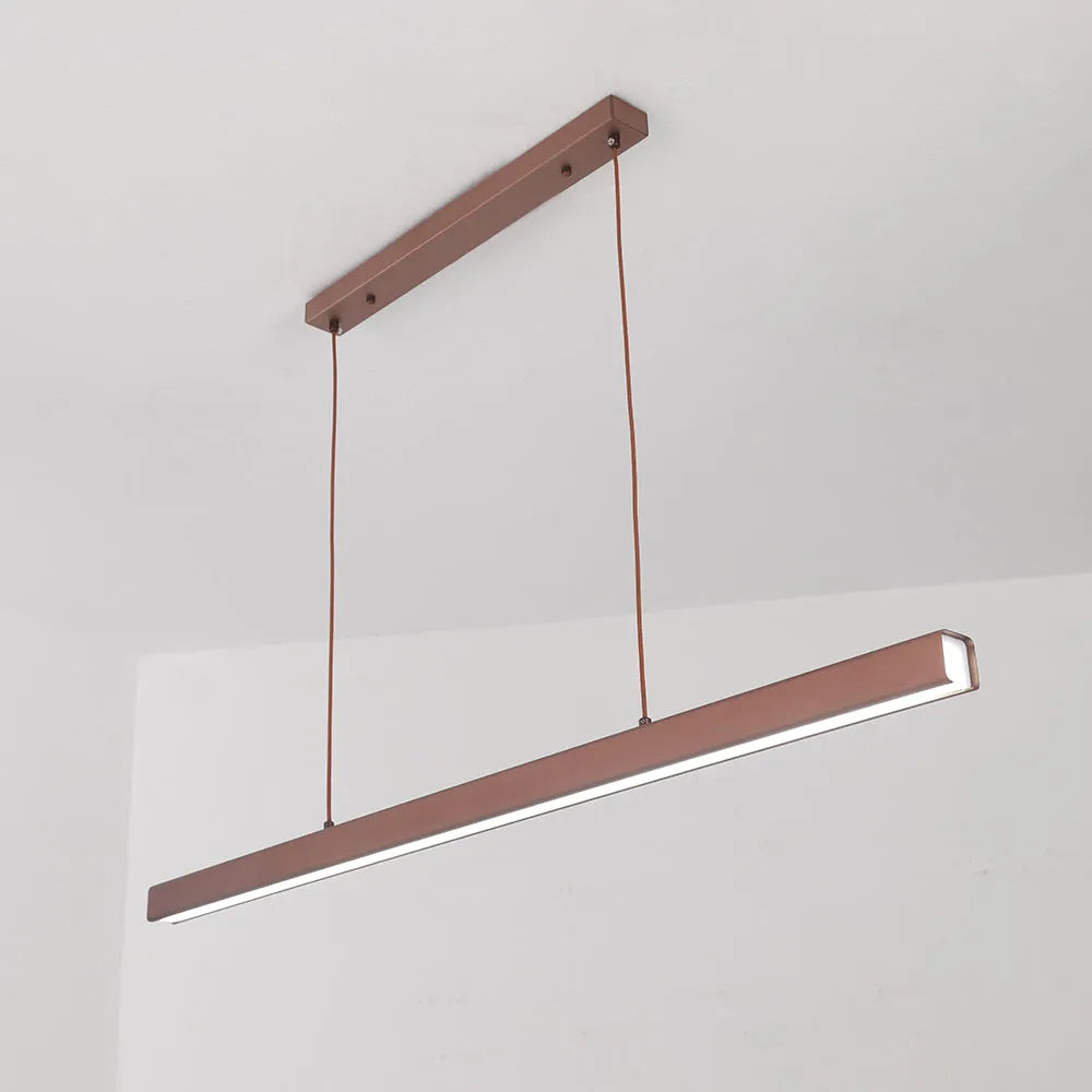 Moderne Pendelleuchte LED Linear Schwarz/Braun Metall Esszimmer