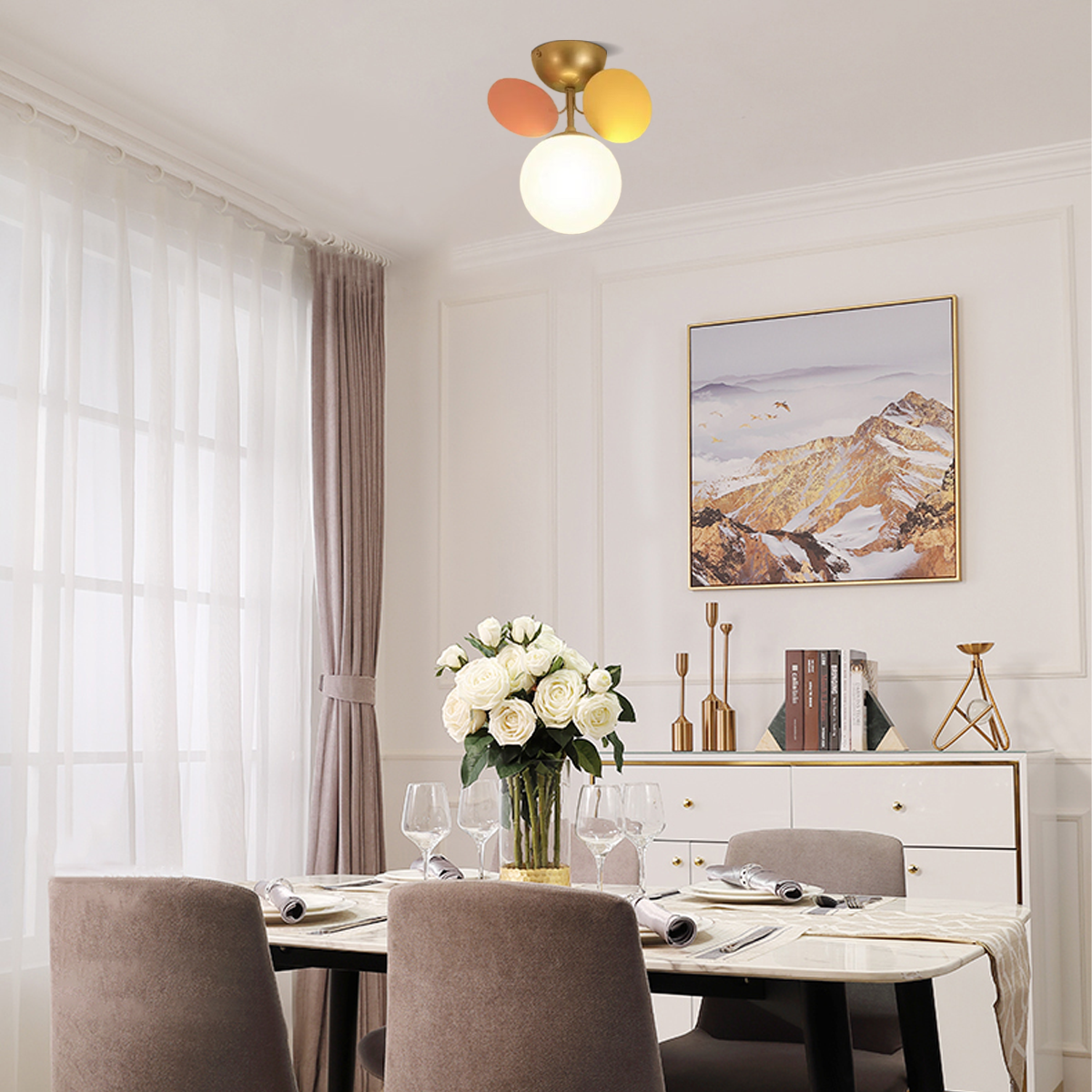Moderne Deckenleuchte LED Cluster Morandi Metall/Glas Esszimmer