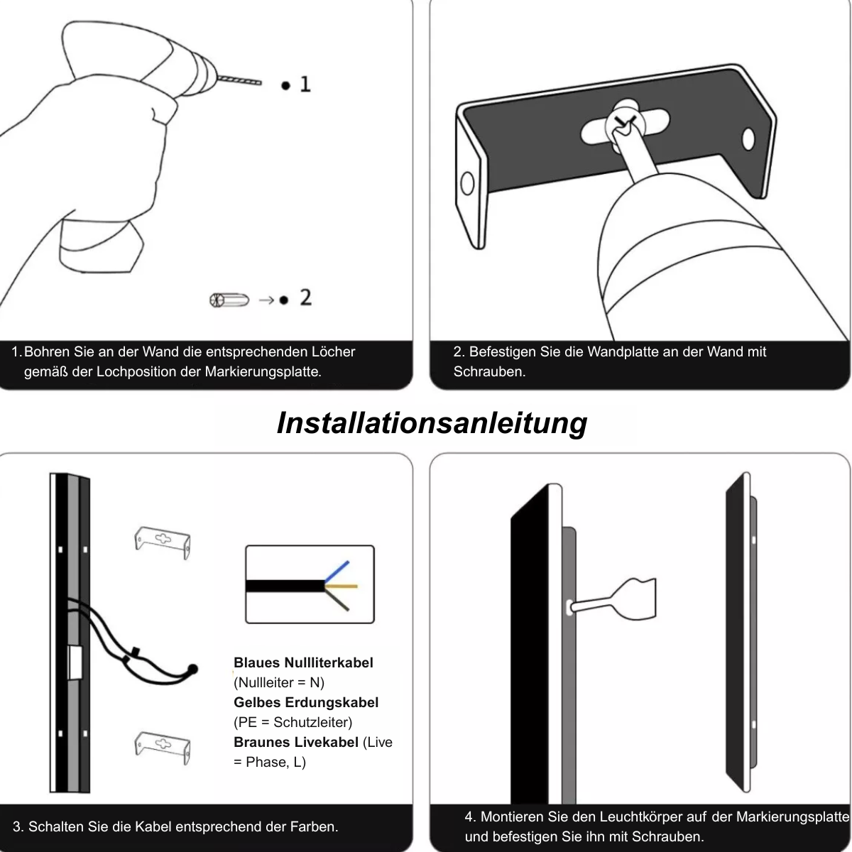 Minimalistisch Außenwandleuchte LED Wasserdichte Metall Linear Schwarz Garten