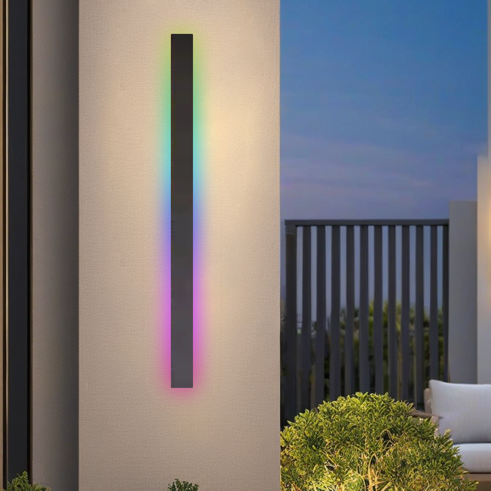 Minimalistisch Außenwandleuchte LED Metall Linear Schwarz Garten