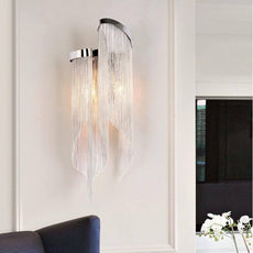 Designer Wandlampe Metall Silber Schlafzimmer
