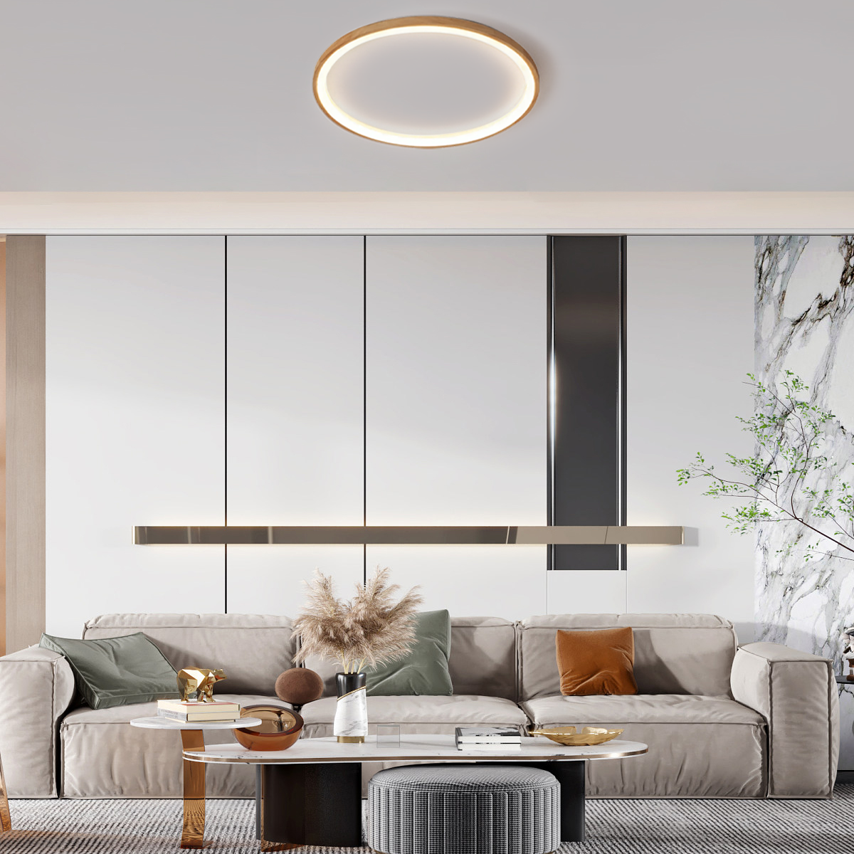 Modern Deckenleuchte LED Holz Weiß Wohnzimmer