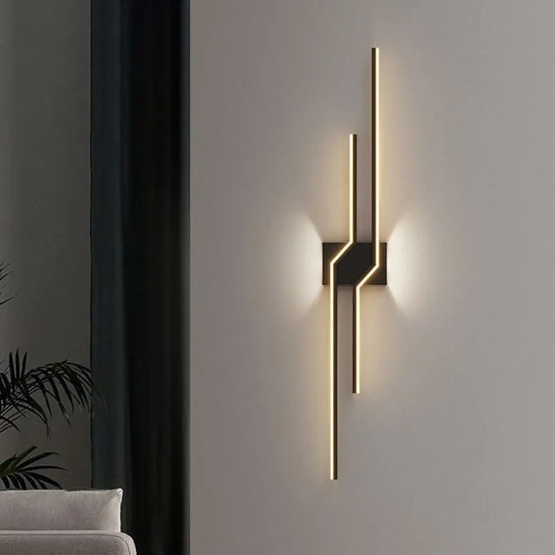 Moderne Wandleuchte LED Linear Schwarz Metall Wohn/Schlafzimmer