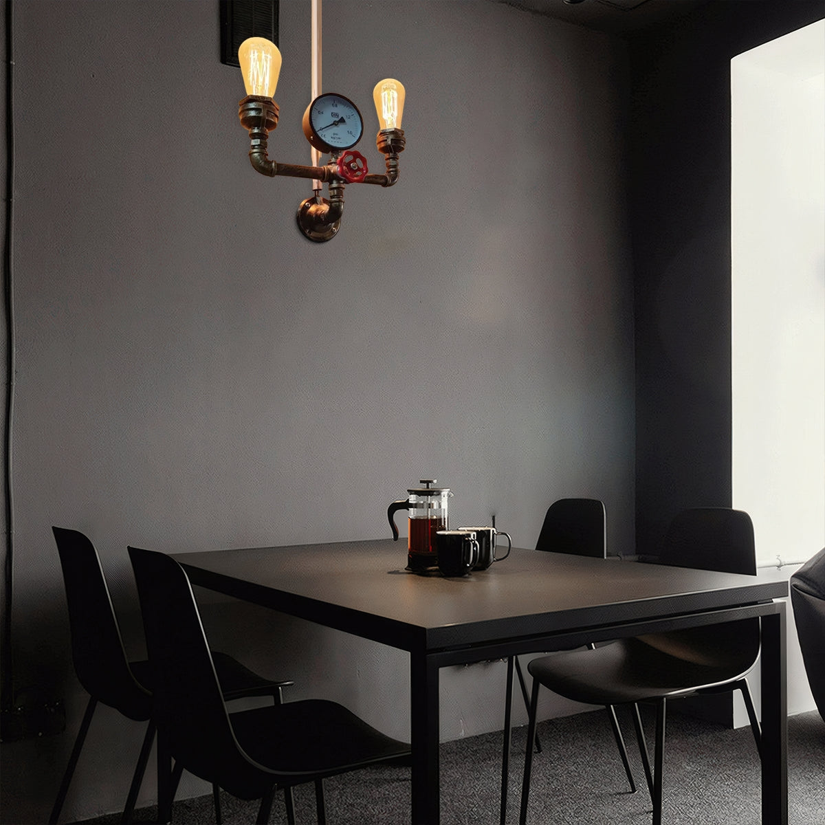Industrielle Wandlampe LED Wasserleitung Metall Konisch Schwarz  Esszimmer