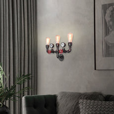 Industrielle Wandlampe LED Wasserleitung Metall Konisch Schwarz Esszimmer