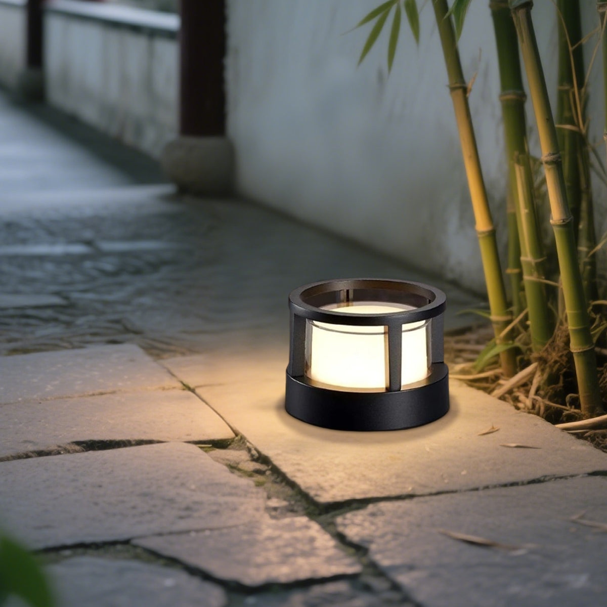 Industriell Außenstehleuchte LED Zylindrische Schwarz Metall Garten