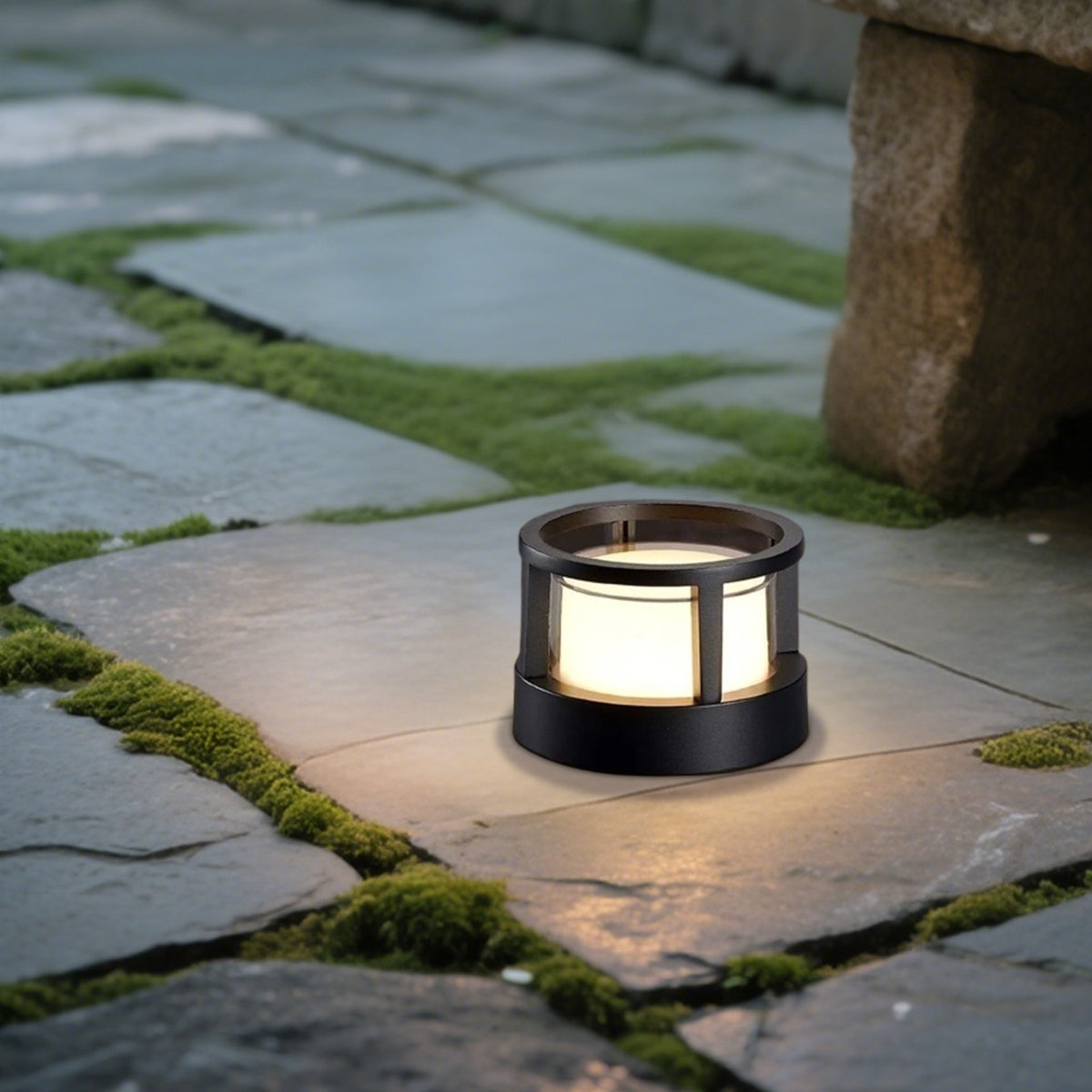 Industriell Außenstehleuchte LED Zylindrische Schwarz Metall Garten