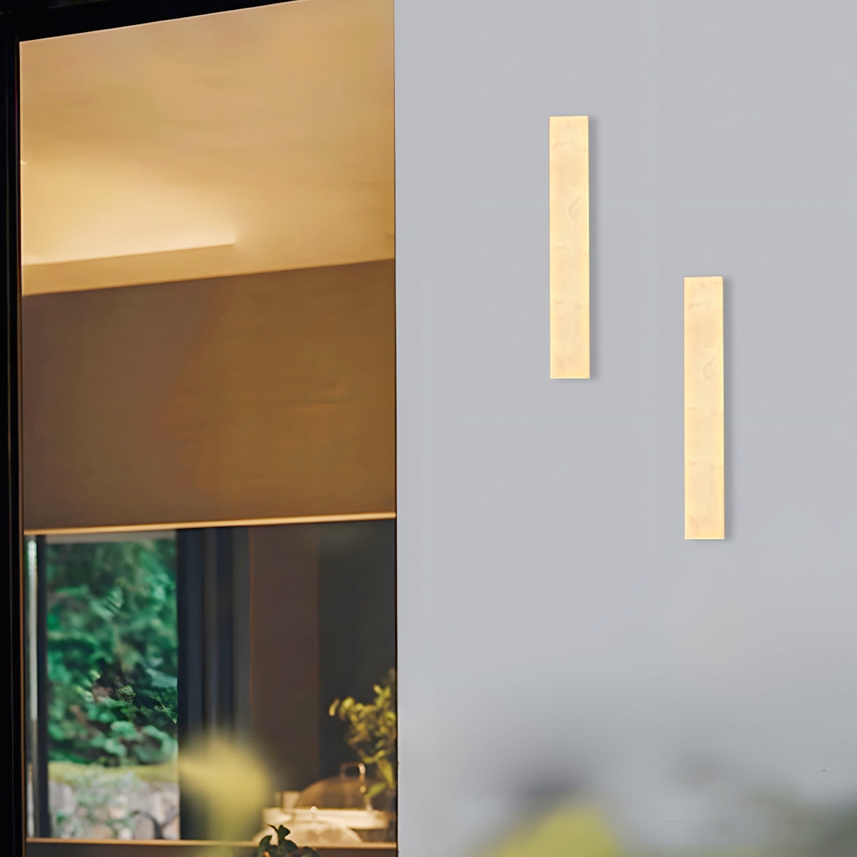 Minimalistische Außenwandleuchte LED Rechteckige Weiß Marmor Solar Sensor Garten/Flur