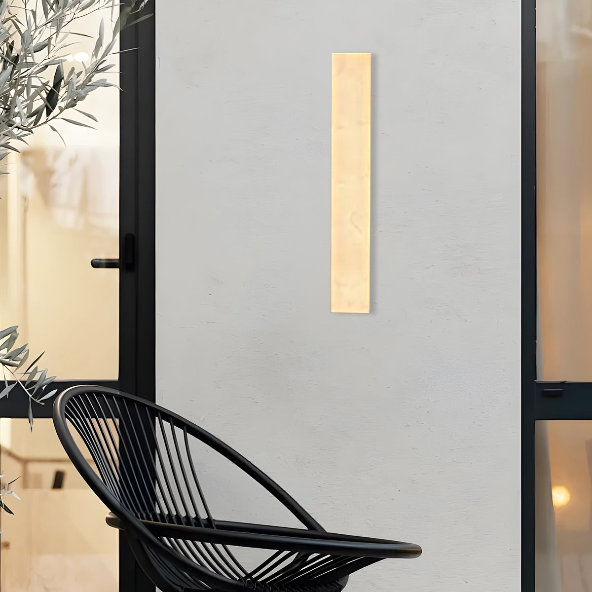 Minimalistische Außenwandleuchte LED Rechteckige Weiß Marmor Solar Sensor Garten/Flur