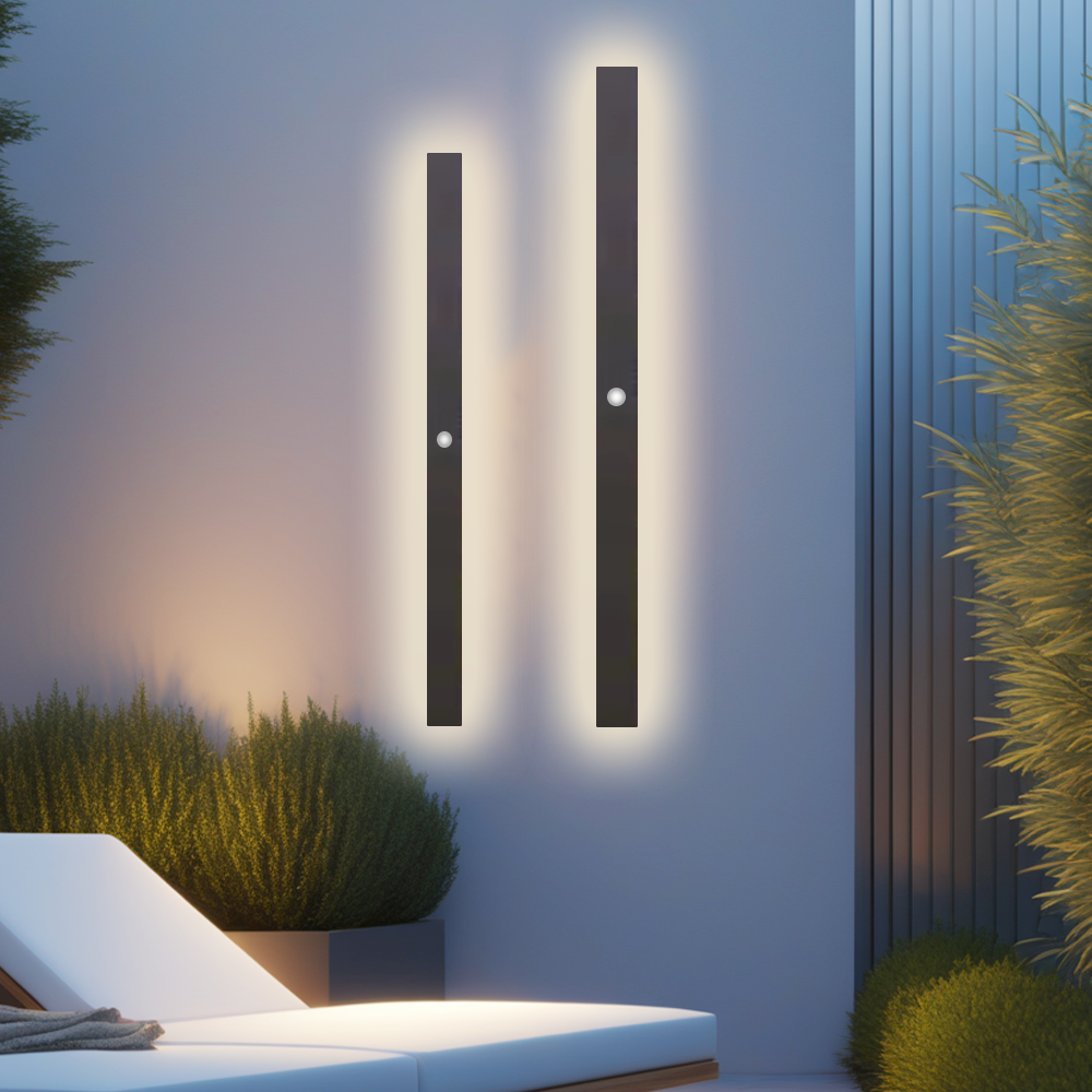 Modern Außenwandleuchte LED Linear Schwarz Garten