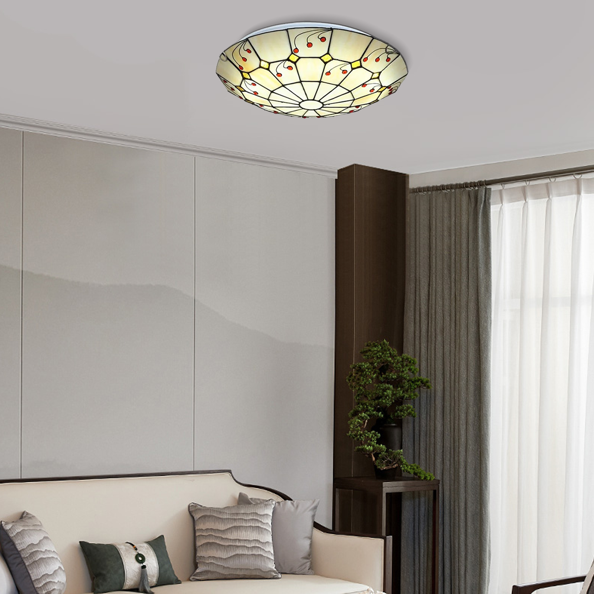 Vintage Deckenleuchte LED Rund Gold Glas Wohnzimmer
