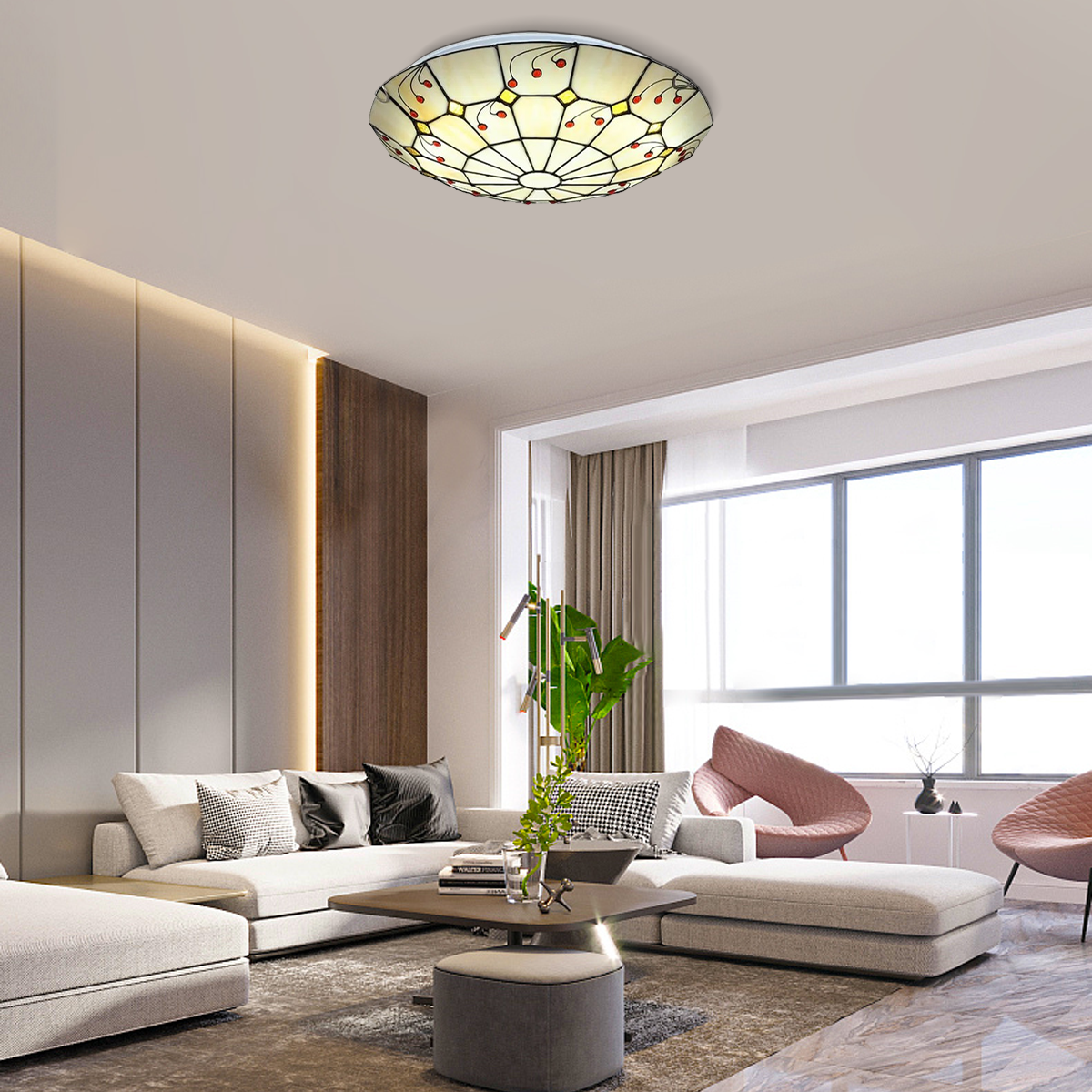 Vintage Deckenleuchte LED Rund Gold Glas Wohnzimmer