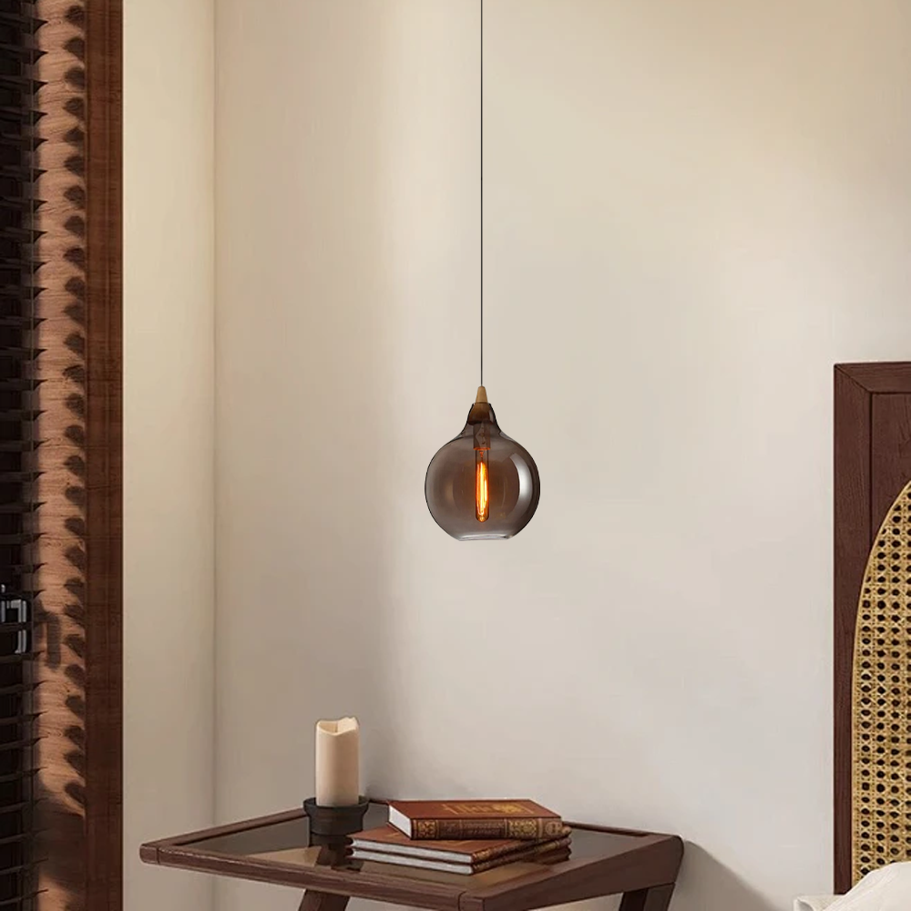 Braune Glas Pendelleuchte passend für Schlafzimmer
