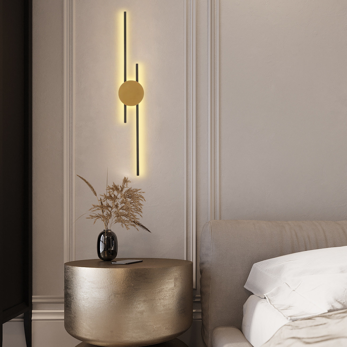 Moderne Wandleuchte LED Linear Metall/Acryl Schwarz Wohnzimmer