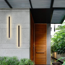 Minimalistisch Außenwandleuchte LED Metall Linear Schwarz Garten