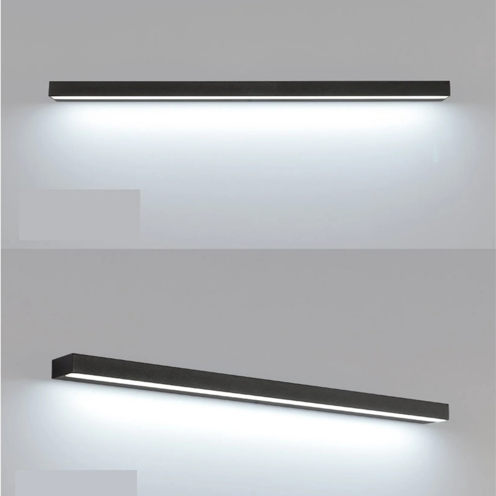 Minimalistische Spiegelleuchte LED Rechteckig Schwarz Metall Badezimmer