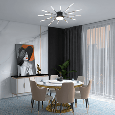 Moderne Deckenleuchte LED Feuerwerk Metall Esszimmer 80m-18w-schwarz