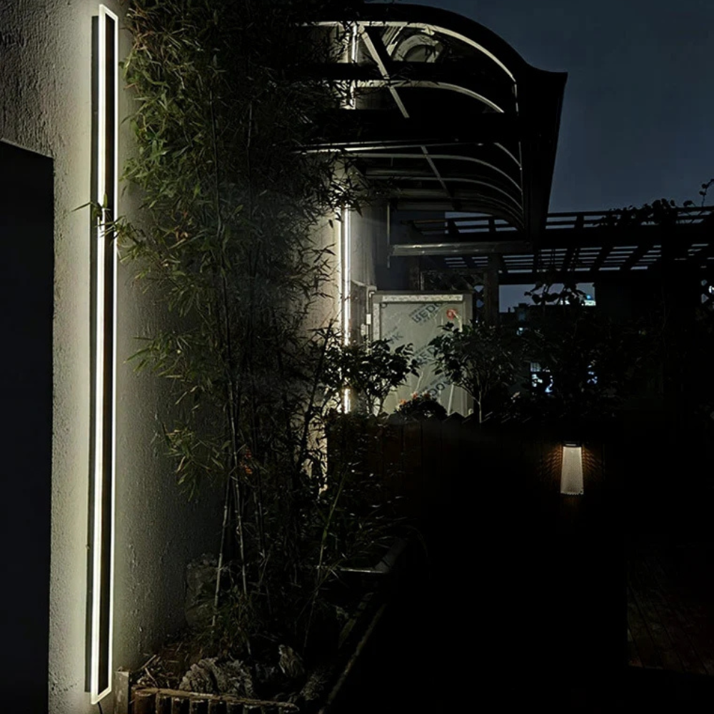 Moderne Außenwandleuchte LED Linear Schwarz Metall Garten/Balkon