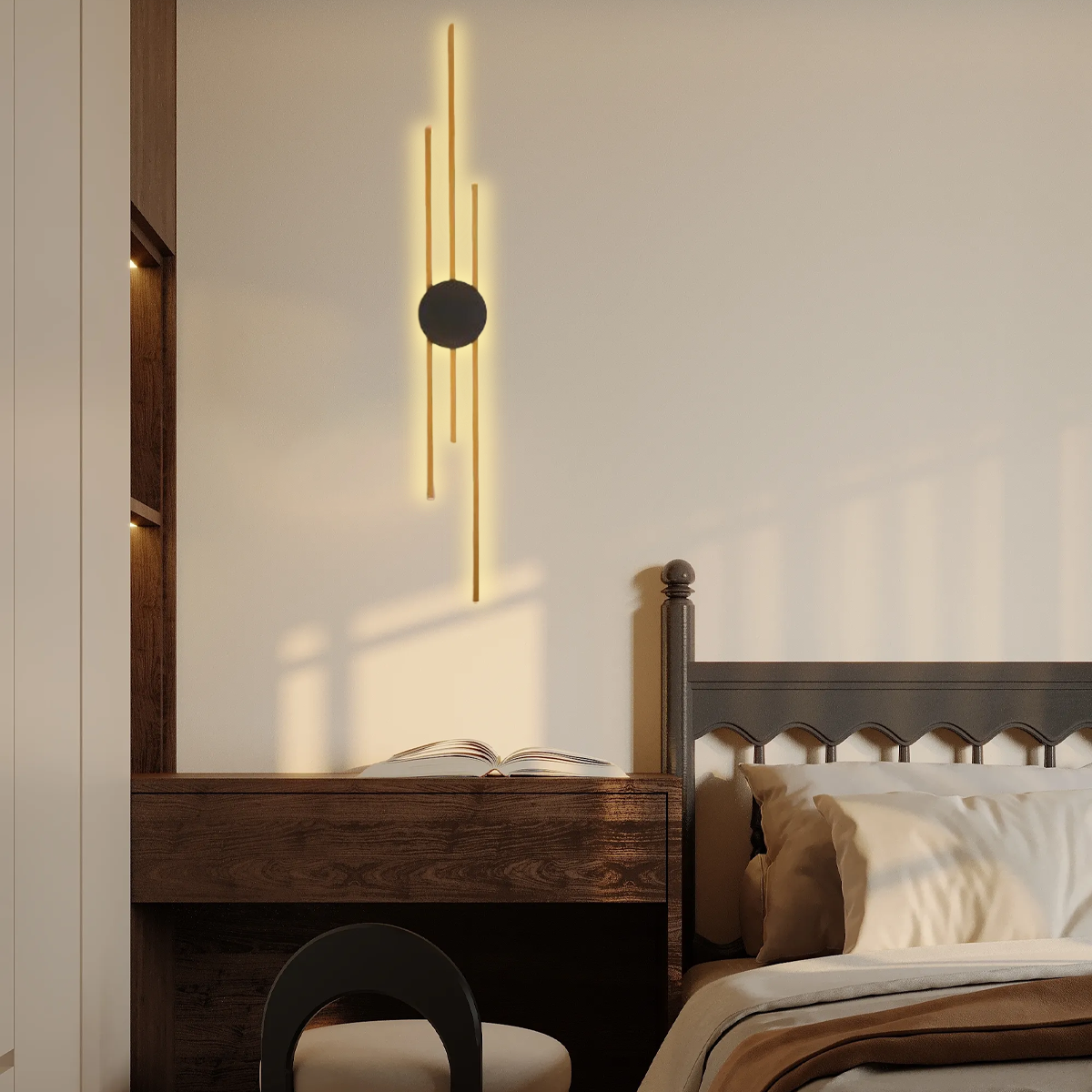 Moderne Wandleuchte LED Linear Metall/Acryl Schwarz Wohnzimmer