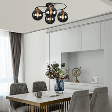 Modern Deckenleuchte LED Kugel Schwarz Glas Esszimmer
