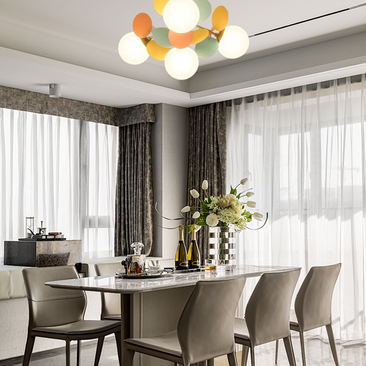 Moderne Deckenleuchte LED Cluster Morandi Metall/Glas Esszimmer