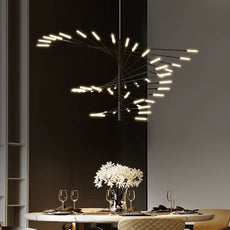 Industrial Pendelleuchte LED Feuerwerkspirale Gold Esszimmer