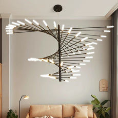 Industrial Pendelleuchte LED Feuerwerkspirale Gold Esszimmer