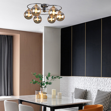 Modern Deckenleuchte LED Kugel Amber Glas Esszimmer