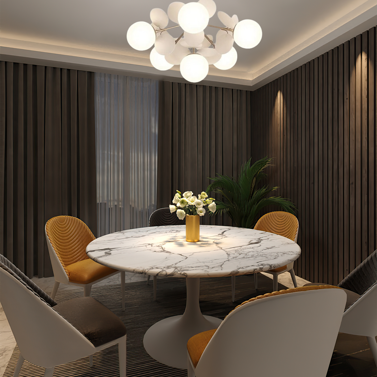 Moderne Deckenleuchte LED Cluster Morandi Metall/Glas Esszimmer