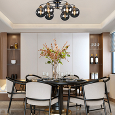 Modern Deckenleuchte LED Kugel Schwarz Glas Esszimmer