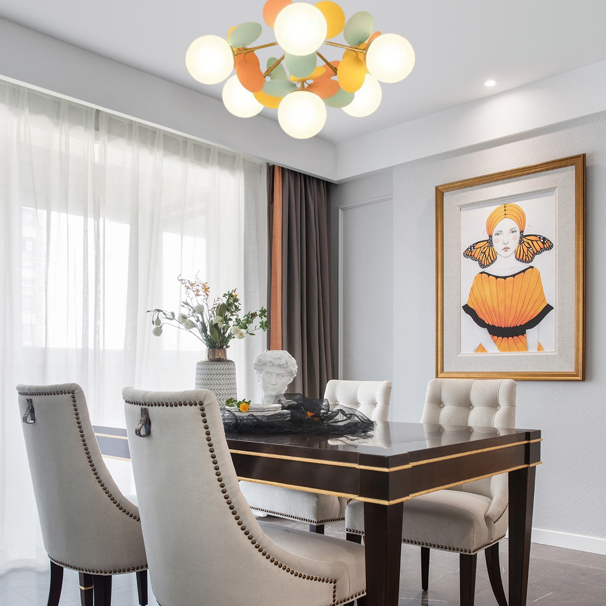 Moderne Deckenleuchte LED Cluster Morandi Metall/Glas Esszimmer