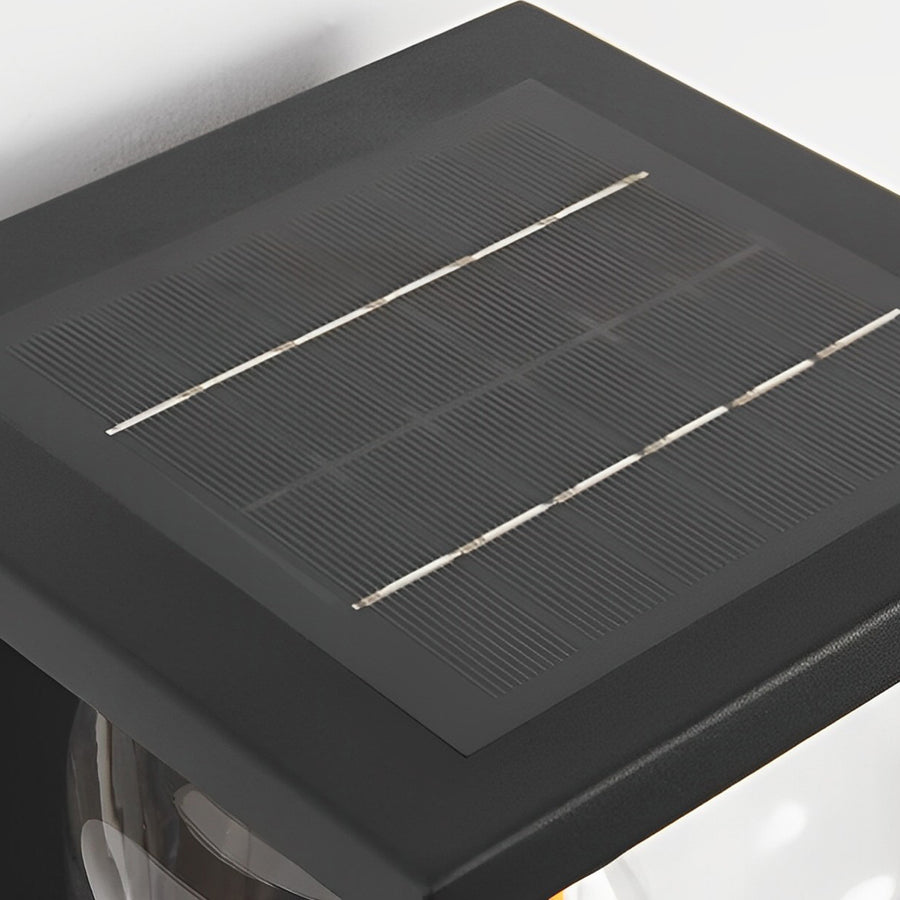 Moderne Außenwandleuchte LED Solar Quadrat Schwarz Metall/Glas Garten