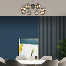 Modern Deckenleuchte LED Kugel Amber Glas Esszimmer