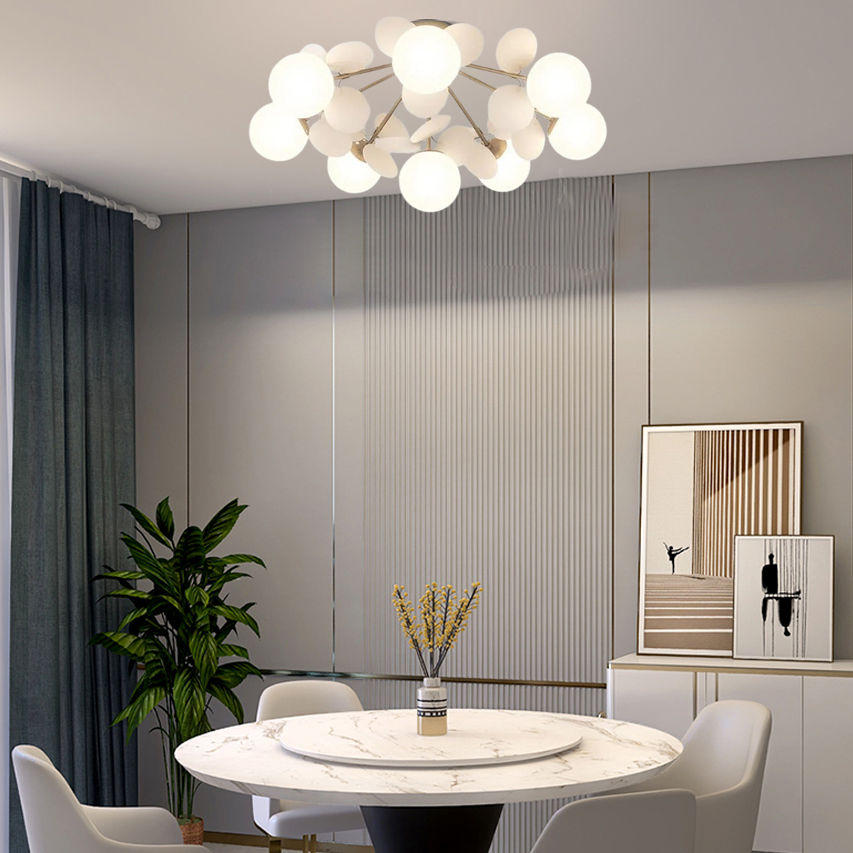 Moderne Deckenleuchte LED Cluster Morandi Metall/Glas Esszimmer