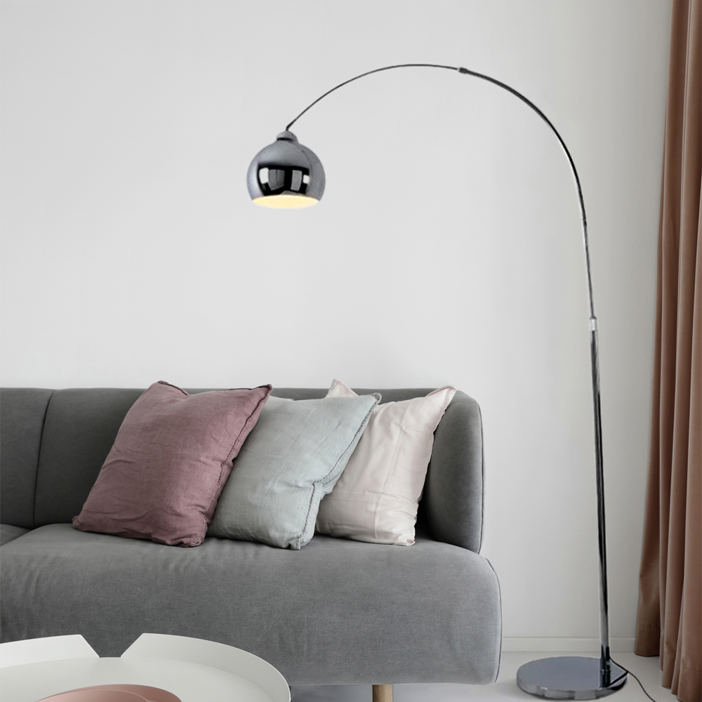 Modern Stehleuchte LED Bogen Silber Metall - ideal fuer Wohnzimmer