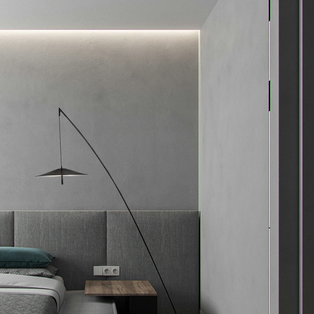 Moderne Stehleuchte Dreifarbige Metall Angelrute Wohnzimmer