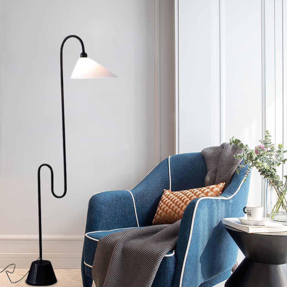 Modern Stehleuchte LED Curved Metall Gewebe Schwarz - ideal fuer Wohnzimmer