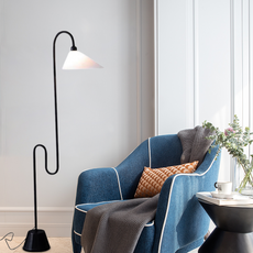 Modern Stehleuchte LED Curved Metall Gewebe Schwarz - ideal fuer Wohnzimmer