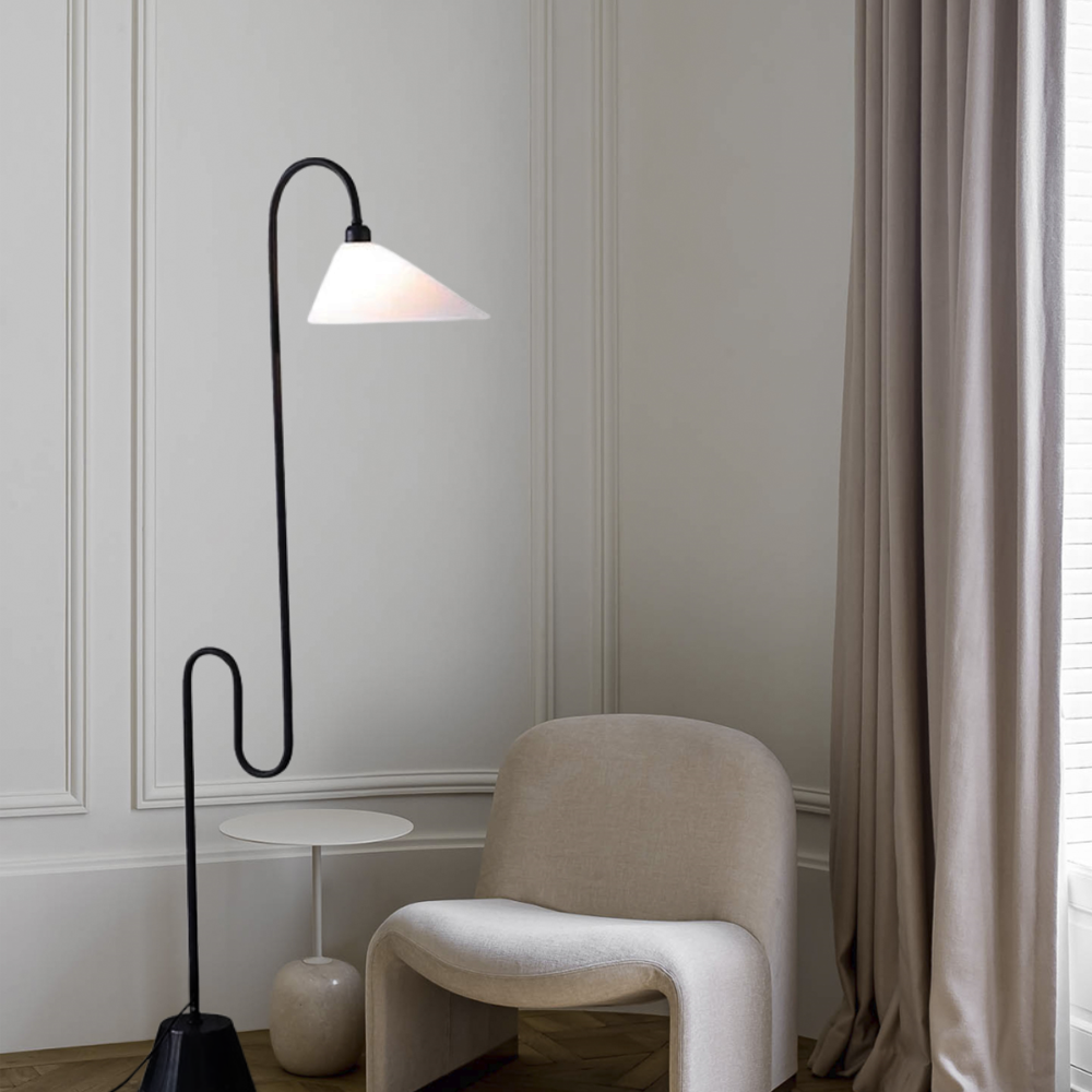 Modern Stehleuchte LED Curved Metall Gewebe Schwarz - ideal fuer Freiezeit