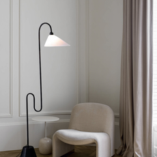 Modern Stehleuchte LED Curved Metall Gewebe Schwarz - ideal fuer Freiezeit