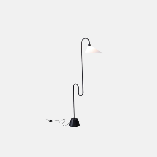Modern Stehleuchte LED Curved Metall Gewebe Schwarz 