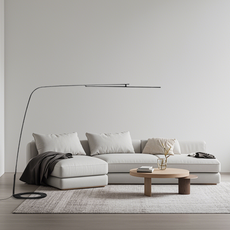 Moderne Stehlampe Schwarz Metall Gewölbt Wohnzimmer