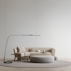 Moderne Stehlampe Schwarz Metall Gewölbt Wohnzimmer