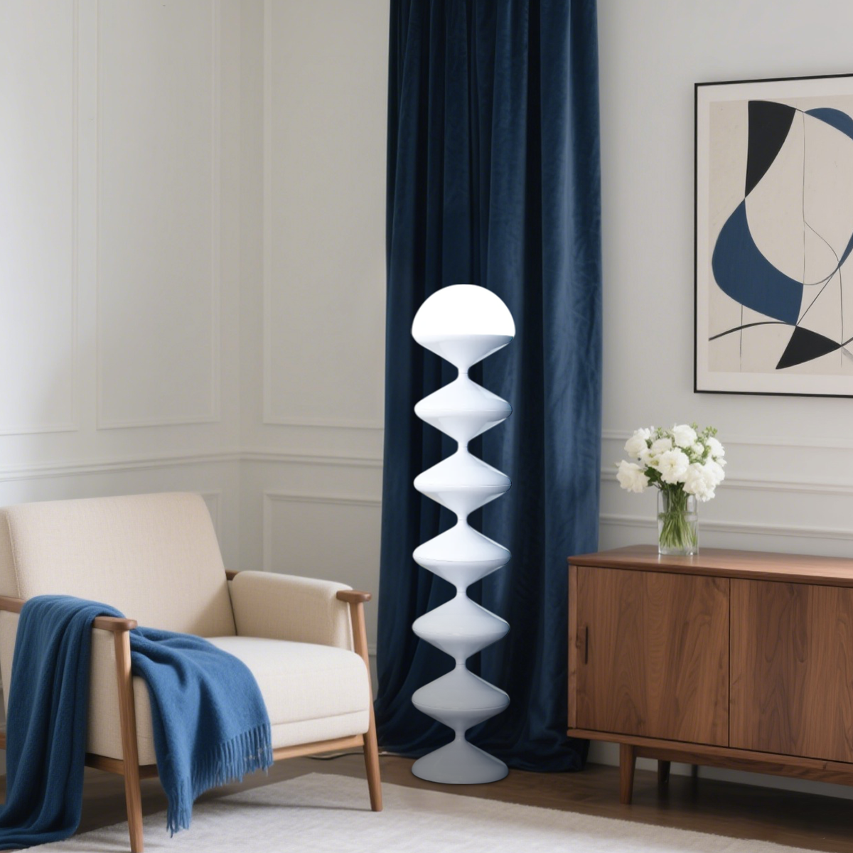 Moderne Stehleuchte Schwarz/Weiß Metall Wohnzimmer